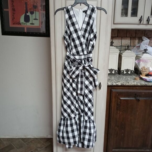 J. Crew Sleeveless Faux-Wrap Dress In Gingham Plaid Cotton Poplin - Picture 7 of 16